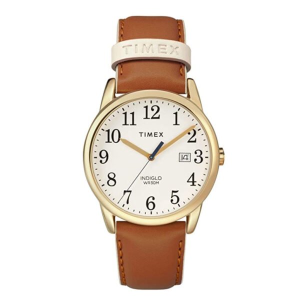 Brown Gold Leather Strap Watch