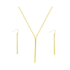 Gold Bar Earrings Necklace set