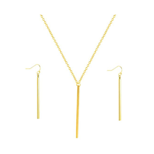 Gold Bar Earrings Necklace set