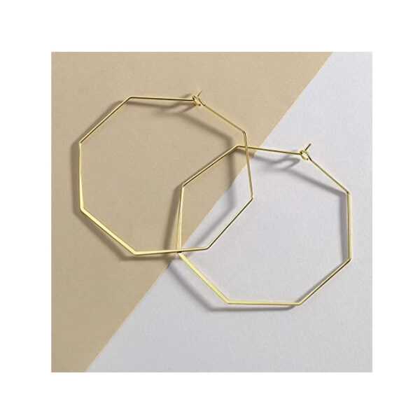 Gold Geometric Octagon Hoop Earrings