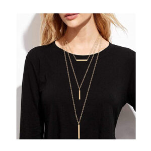 Gold Multilayer Bar Pendant Necklace