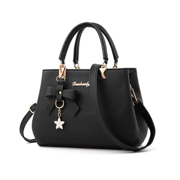 Black Leather Bow Knot Shoulder Bag