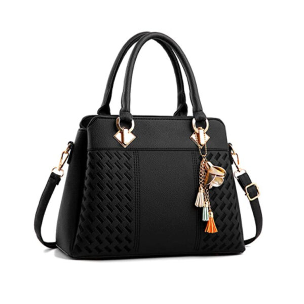 Flower Pendant Black Shoulder Bag