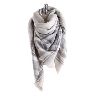 Grey Tartan Plaid Oversize Scarf