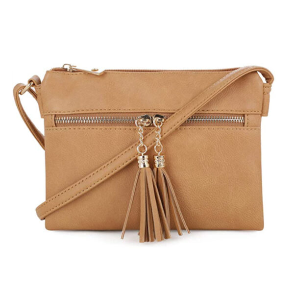 Tan Crossbody Tassel Bag